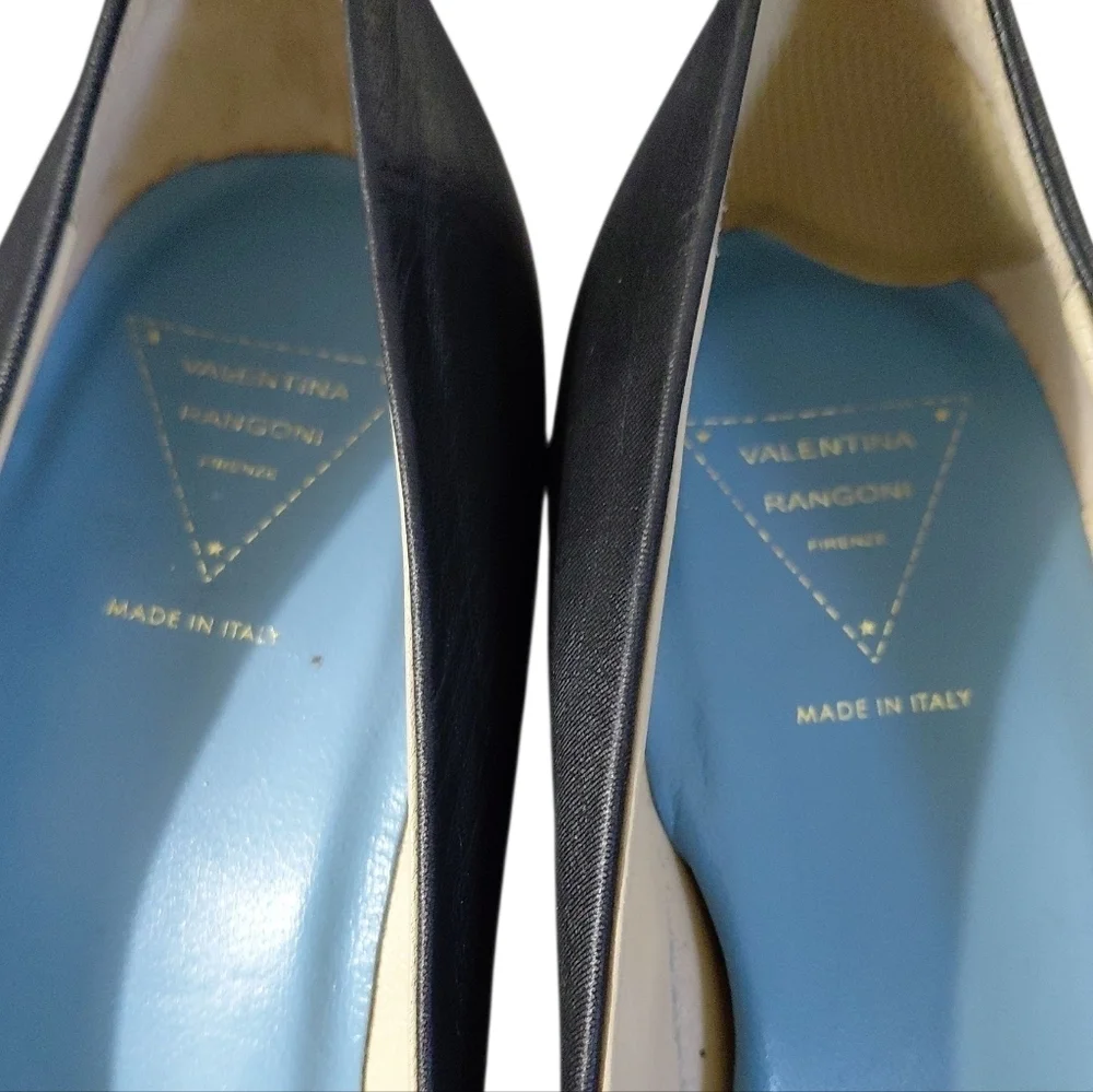 Valentina Rangoni Navy Leather Pump Blue Pointed Toe Heels Size 8.5